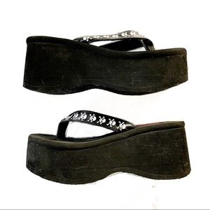 Demonia Skull Flip Flop Platforms